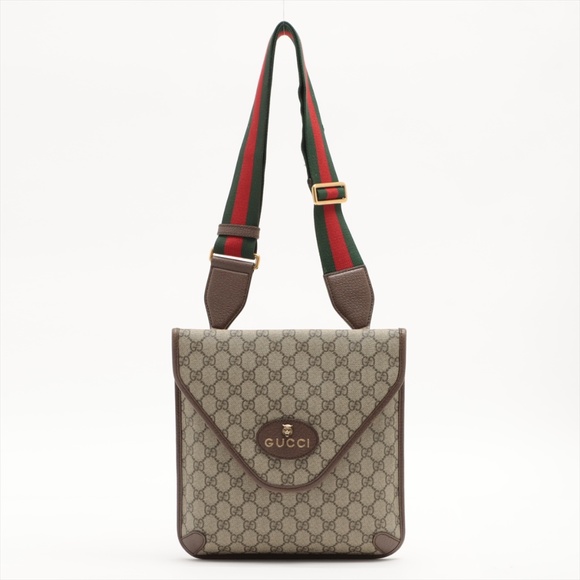 Gucci GG Supreme Neo Vintage Medium messenger Tiger Head PVC and Leather Shoulde - Picture 1 of 11